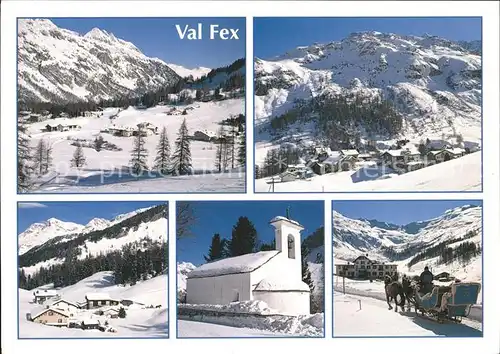 Sils Maria Graubuenden im Fextal Teilansichten Kapelle Pferdeschlittenfahrt Kat. Sils Maria