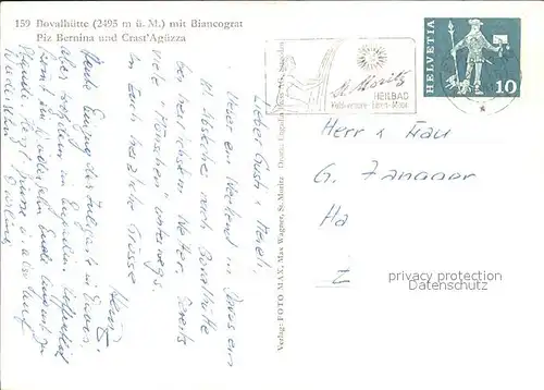 Bovalhuette mit Piz Bernina Biancograt und Crast Aguezza Kat. Morteratsch