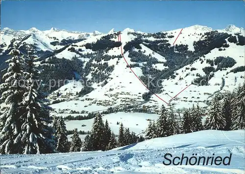 Schoenried mit Skigebiet Rellerli Kat. Schoenried