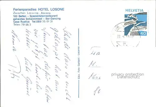 Losone Hotel Losone Restaurant Kat. Losone