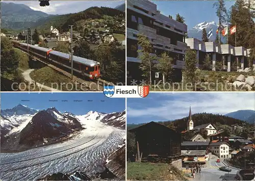 Fiesch Furka Oberalp Bahn Aletschgletscher Dorfstrasse Kat. Fiesch