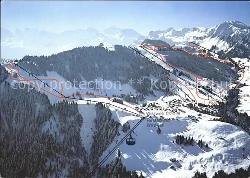 Wiesenberg Wirzweli Skigebiet Liftkarte Gurmmergrat Eggli Arvigrat Kat. Wiesenberg