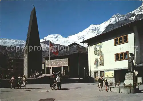 Saas Fee Kirche Dorfplatz Alphubel Taeschhorn Dom Kat. Saas Fee