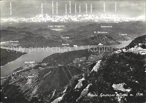 Monte Generoso Panoramakarte Lago di Lugano Kat. Monte Generoso