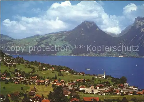 Faulensee Panorama mit Sigriswiler Rothorn Justistal Niederhorn Kat. Faulensee