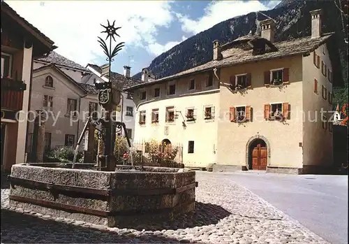 Vicosoprano Dorfpartie mit Brunnen Kat. Vicosoprano