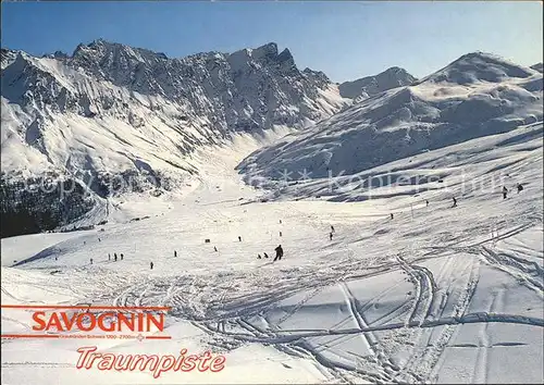 Savognin Skipiste und Radons mit Piz Arblatsch und Forbesch Kat. Savognin