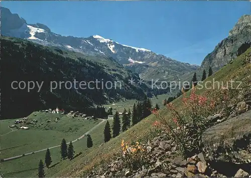 Urnerboden mit Claridenstock und Klausenpass Kat. Urnerboden