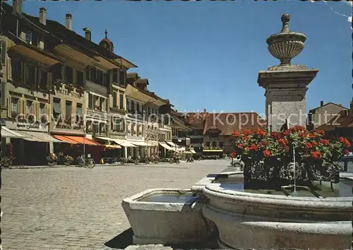 Aarberg Dorfpartie mit Brunnen Kat. Aarberg