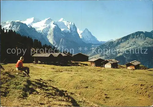 Hasliberg Maegisalp Wetterhorngruppe mit Eiger und Moench Kat. Meiringen