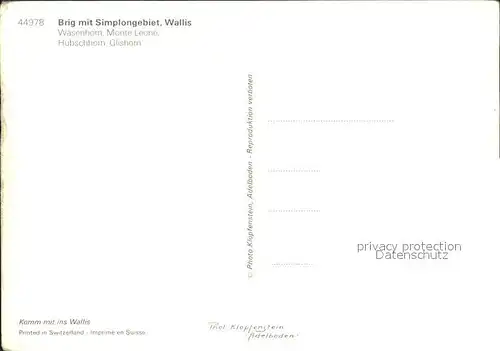 Brig mit Simplongebiet Wasenhorn Monte Leone Kat. Brig