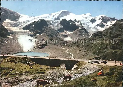 Sustenpass Sustenstrasse Steingletscher Gwaechtenhorn und Tierberge Kat. Susten