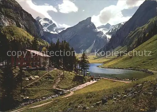 Seealpsee Berggasthaus mit Altmann und Saentis Kat. Schwende