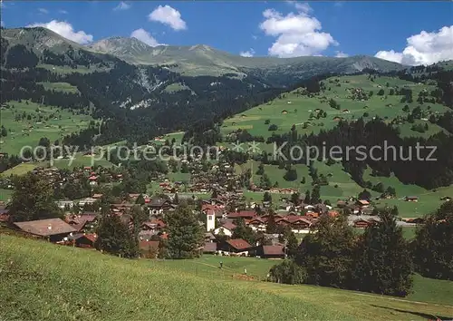 Lenk Simmental Dorf mit Schatt Albrist und Seewlenhorn Kat. Lenk Simmental