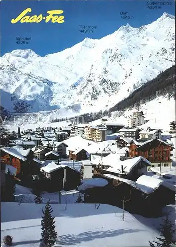 Saas Fee mit Alphubel Taeschhorn Dom und Suedlenzspitze Kat. Saas Fee