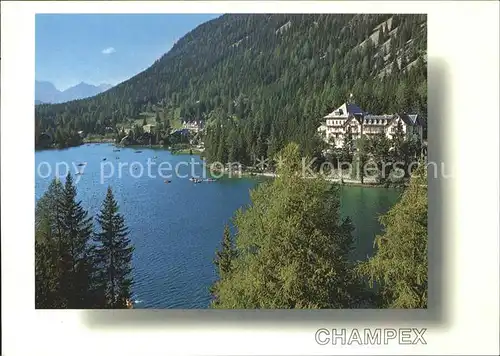 Champex Lac et station Champex avec le Grand Hotel des Alpes Kat. Champex