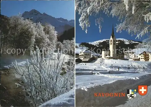 Savognin Ortsblick mit Kirche Landschaftsbild Kat. Savognin