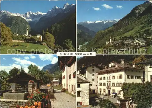 Soglio Kirche Totalansicht Dorfpartien Kat. Soglio