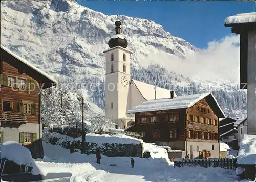 Flims Dorf Dorfpartie mit Flimserstein Kirche Kat. Flims Dorf