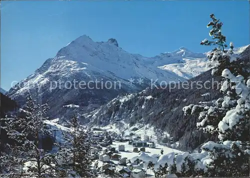 Saas Grund mit Mittaghorn Egginer und Allalin Kat. Saas Grund