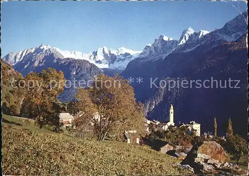 Soglio mit Sciora Gruppe Piz Cengalo und Piz Badile Kat. Soglio