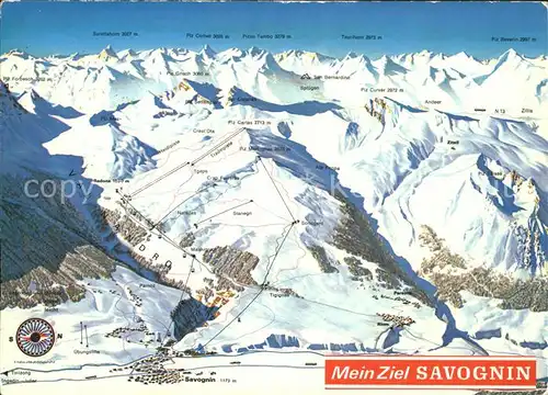 Savognin Skipisten im Oberhalbstein Panoramakarte Kat. Savognin