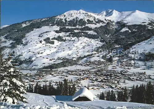 Lenk Simmental Dorf mit Schatt Albrist und Seewlenhorn Kat. Lenk Simmental