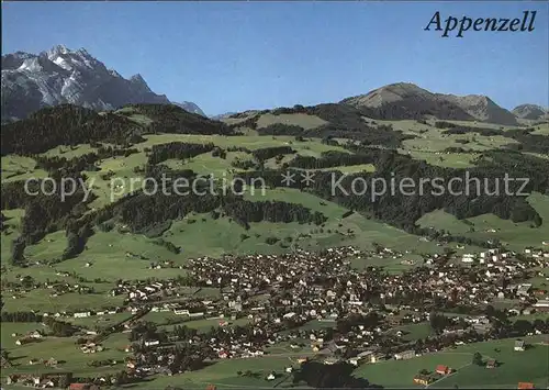 Appenzell IR mit Saentis Fliegeraufnahme Kat. Appenzell