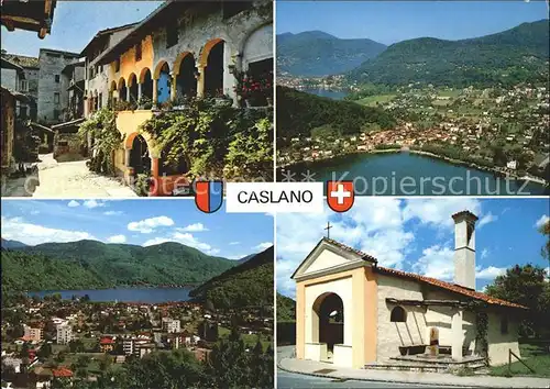 Caslano Panorama Lago di Lugano Dorfpartie Kirche Kat. Caslano