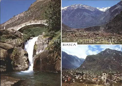 Biasca Panorama Br?cke Wasserfall Kat. Biasca