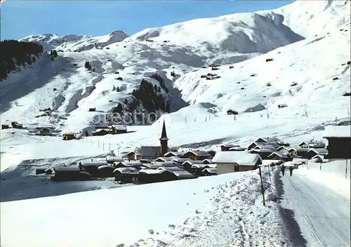 Rueras Dorfpartie mit Skilift Milez Kat. Rueras