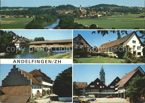 Andelfingen ZH Panorama Thurbr?cke und Schloss Altersheim Dorfpartie mit Gemeindehaus / Andelfingen /Bz. Andelfingen