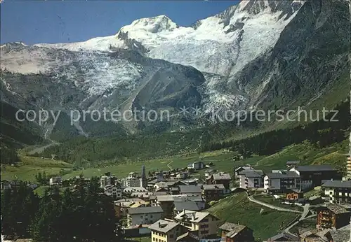 Saas Fee mit Feegletscher und Alphubel Kat. Saas Fee