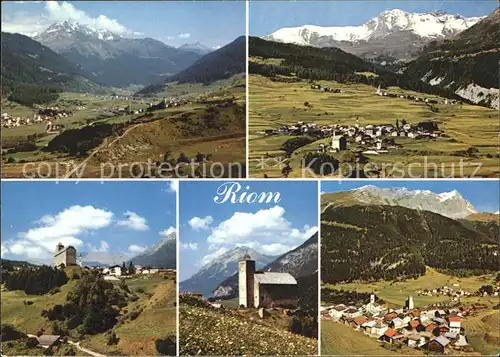 Riom Albula Panorama Kirche Piz d Err Piz Curver und Piz Mitgel Kat. Riom