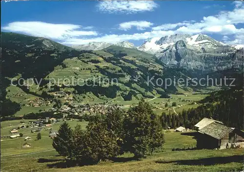 Lenk Simmental Dorf mit Wildstrubel Kat. Lenk Simmental