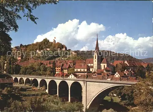 Baden AG Hochbruecke mit Schlossruine Stein Kat. Baden