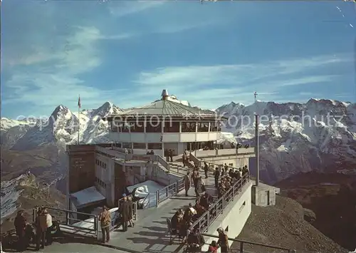 Schilthorn Muerren Drehrestaurant Piz Gloria mit Eiger Moench und Jungfrau Kat. Schilthorn