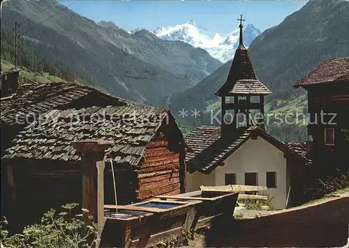 Sierre VS Chapelle de St Jean au fond le Zinal Rothorn et le Besso / Sierre Siders /Bz. Sierre