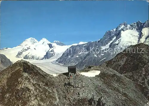 Eggishorn Bergstation mit Jungfraujoch Moench Trugberg Eiger Gabelhorn Kat. Eggishorn