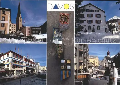 Davos GR Kirche Wappen Dorfpartien Kat. Davos