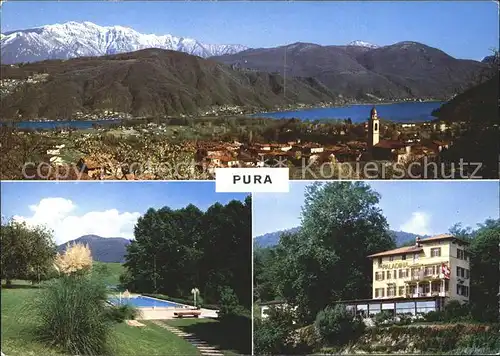 Pura Panorama mit Monte Generoso Schwimmbad Gotthilft Haus Paladina Kat. Pura