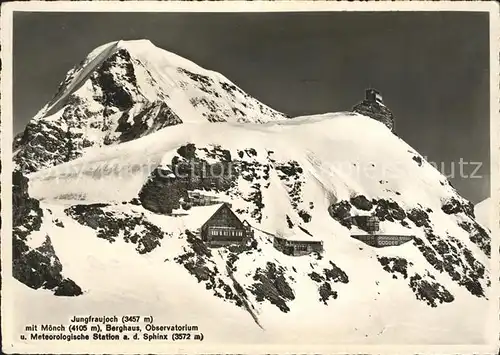 Jungfraujoch mit Moench Berghaus Observatorium Sphinx Kat. Jungfrau