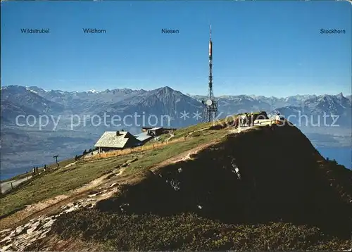 Beatenberg mit Niederhorn Wildstrubel Wildhorn Niesen Stockhorn Kat. Beatenberg