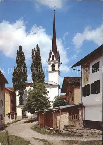 Savognin Dorfpartie mit St Michaels Kirche Kat. Savognin