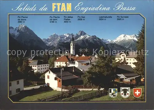Ftan Ortsansicht Kirche Alpenpanorama Kat. Ftan
