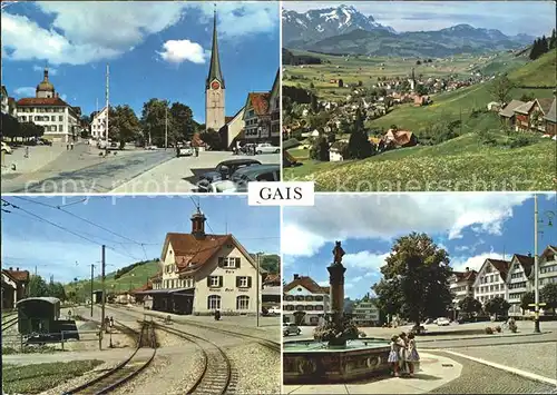 Gais AR Kirche Panorama Bahnhof Dorfbrunnen / Gais /Bz. Mittelland