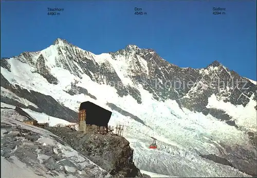 Saas Fee Station Felskinn mit Taeschhorn Dom Suedlenz Kat. Saas Fee