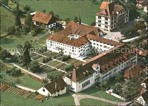 Stans Nidwalden Kloster und Institut St Klara Fliegeraufnahme Kat. Stans