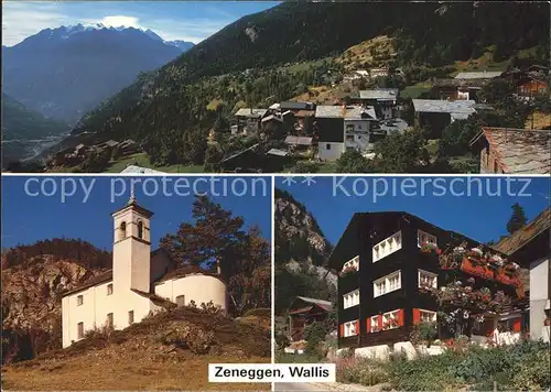 Zeneggen Ortsblick Hl 14 Nothelfer Kapelle Walliserhaus Kat. Zeneggen