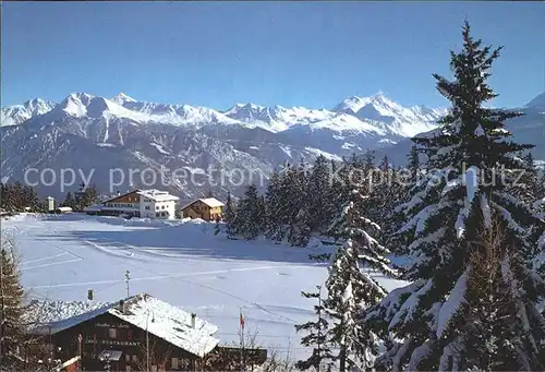 Crans Montana Le Lac Grenon et les Alpes Kat. Crans Montana